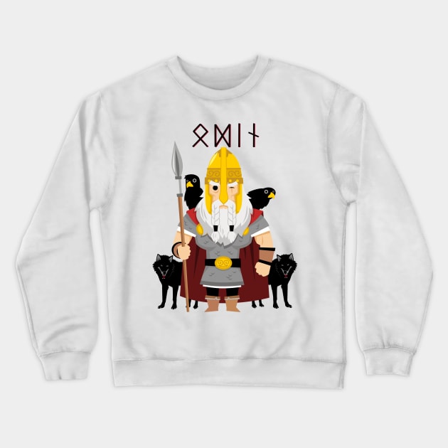 Odin in Runes Crewneck Sweatshirt by Vikingnerds